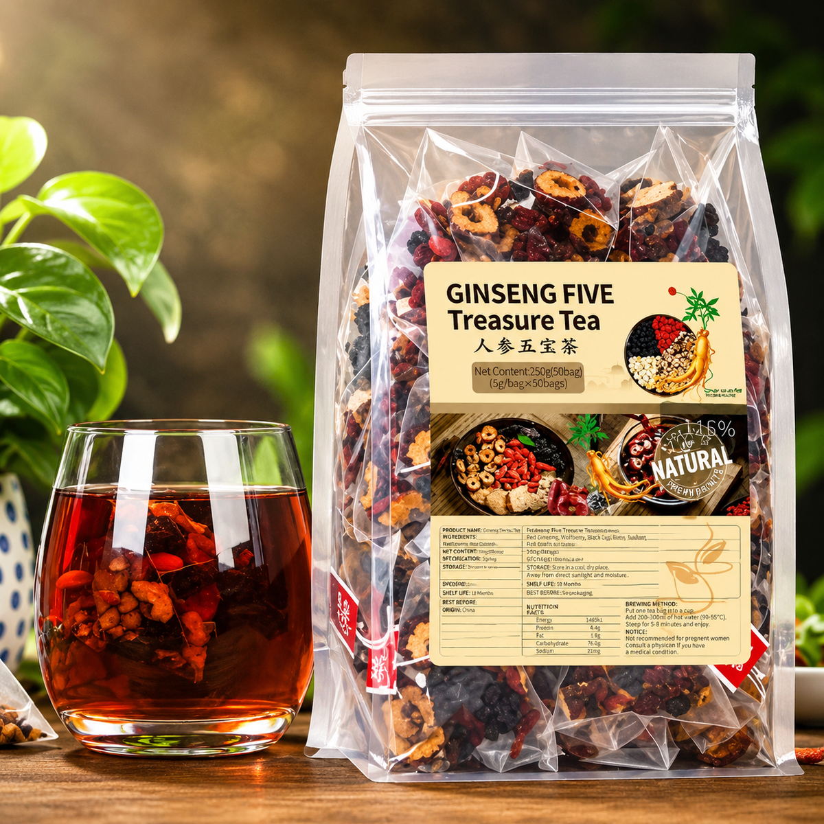 Premium Ginseng Five Treasure Herbal Tea (30Pc)